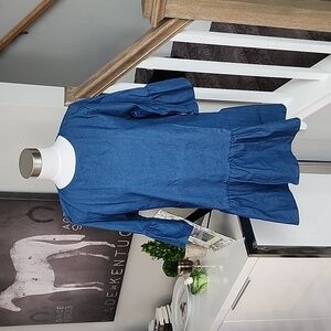 Chambray Denim Mini Boho Dress